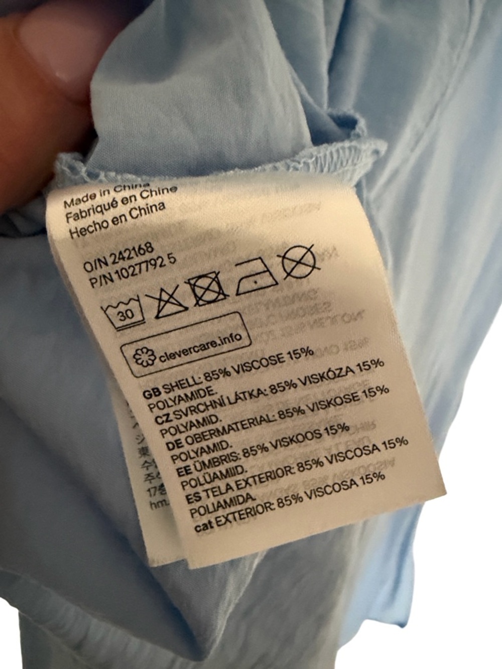 H&M Light Blue Tie Front Shirt Dress Maxi XS - Picture 7 of 7